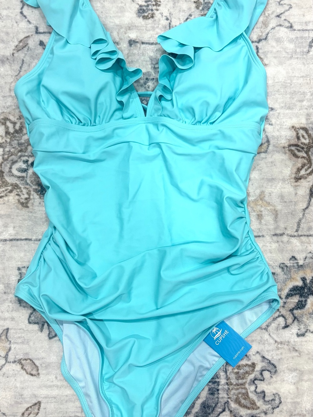 Cupshe Ruffle One-Piece Swimsuit - Aqua